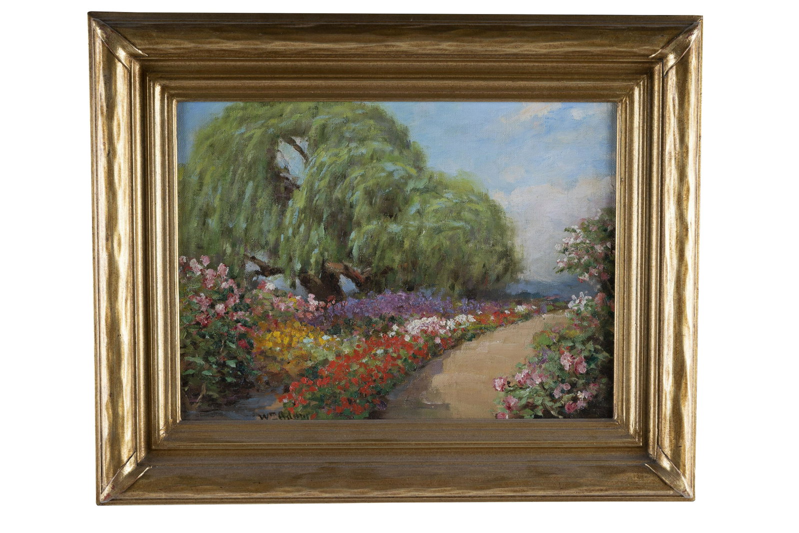 WILLIAM ADAM: "PEPPERTREE GARDEN": oil on board, signed lower left; Provenance: De Ru's Fine Arts, Bellflower, CA. Estate of DeWitt McCall III 11 x 15 inches
