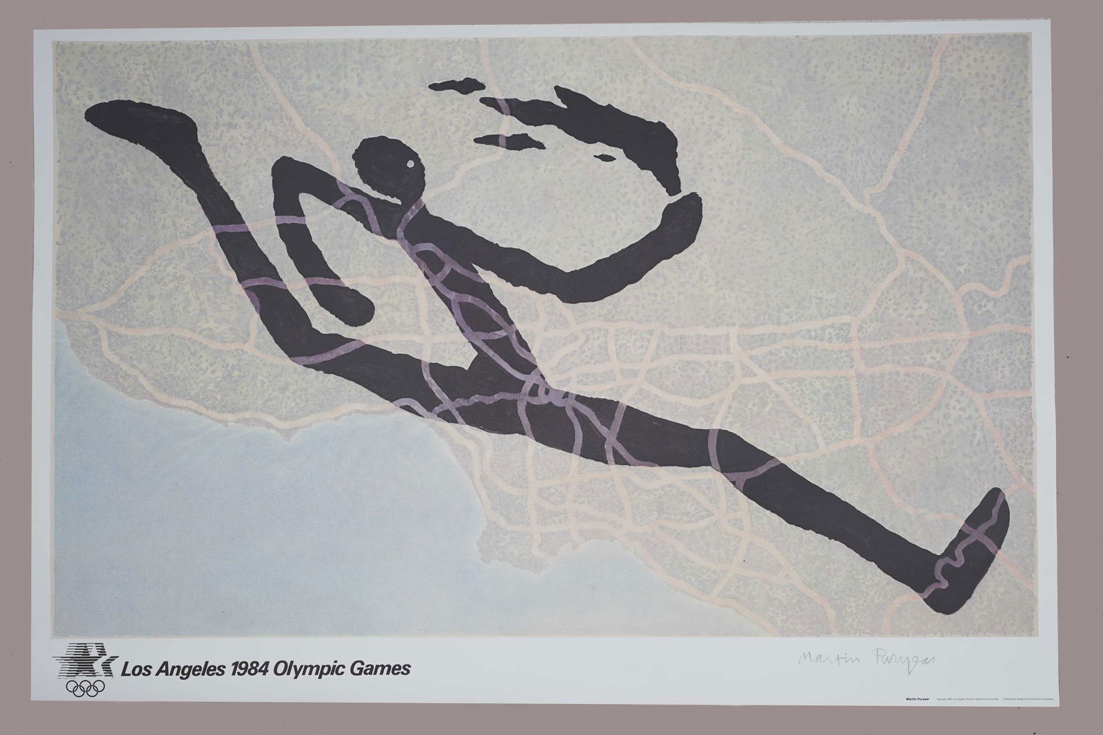 MARTIN PURYEAR: "LOS ANGELES 1984 OLYMPIC GAMES": circa 1984 signed Limited Edition Print, from the ed. of 750 offset lithograph in colors signed in pencil published by Knapp Communications Corporation Condition: unframed 24 x 36 1/2 inches