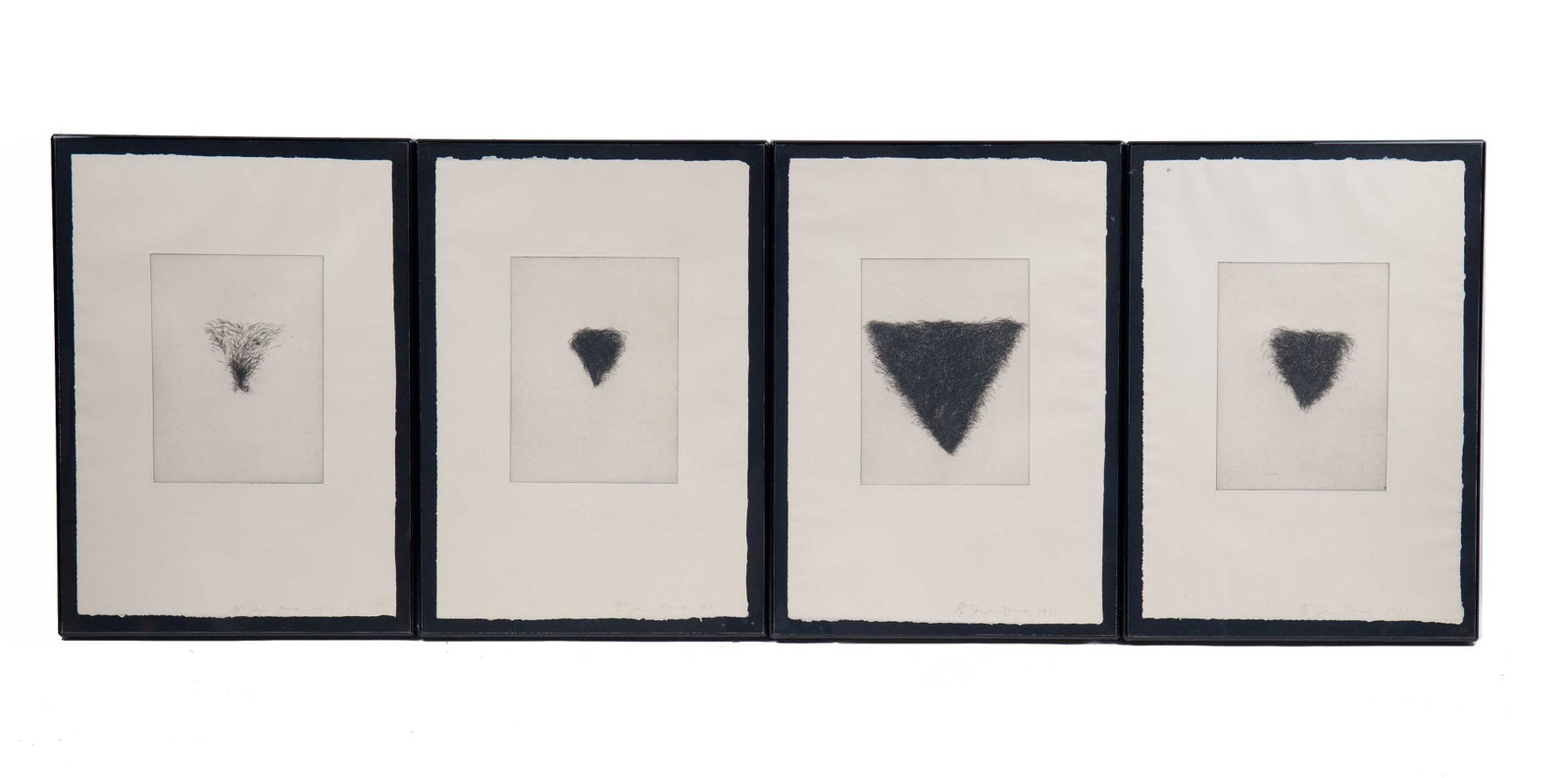 JIM DINE: "FOUR KINDS OF PUBIC HAIR": circa 1971 set of four etchings signed and numbered A.P 11 1/2 x 8 1/2 inches; paper size 23 x 16 inches