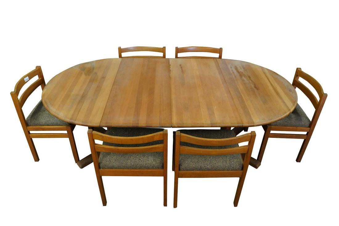 DANISH MODERN TEAK DINING TABLE & SIX CHAIRS (1 of 11)