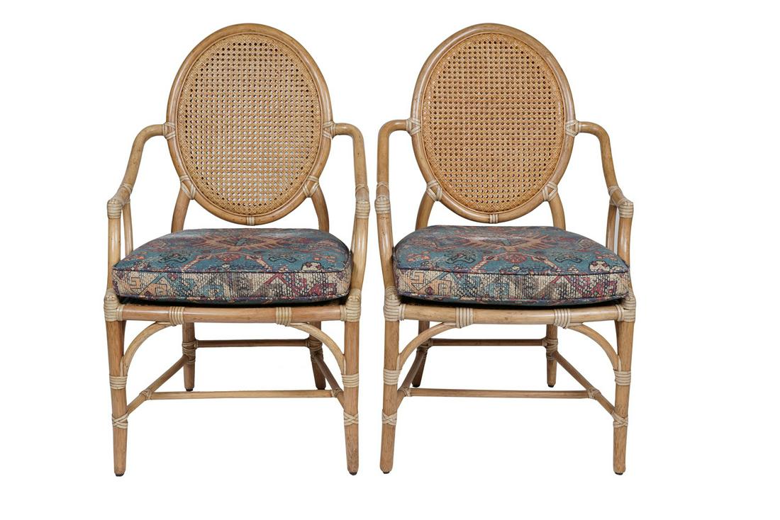 FOUR MCGUIRE RATTAN & CANE ARMCHAIRS (1 of 9)