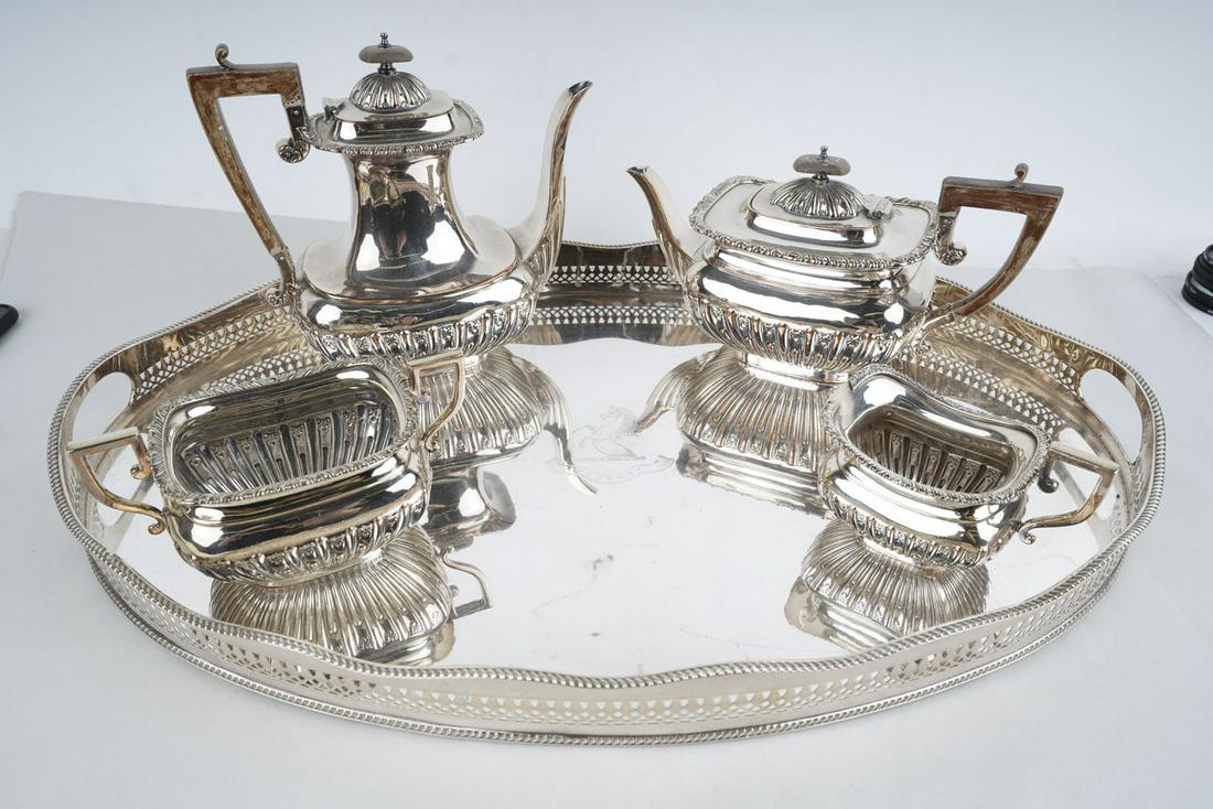 ENGLISH SILVER-PLATE TEA & COFFEE SERVICE (1 of 19)