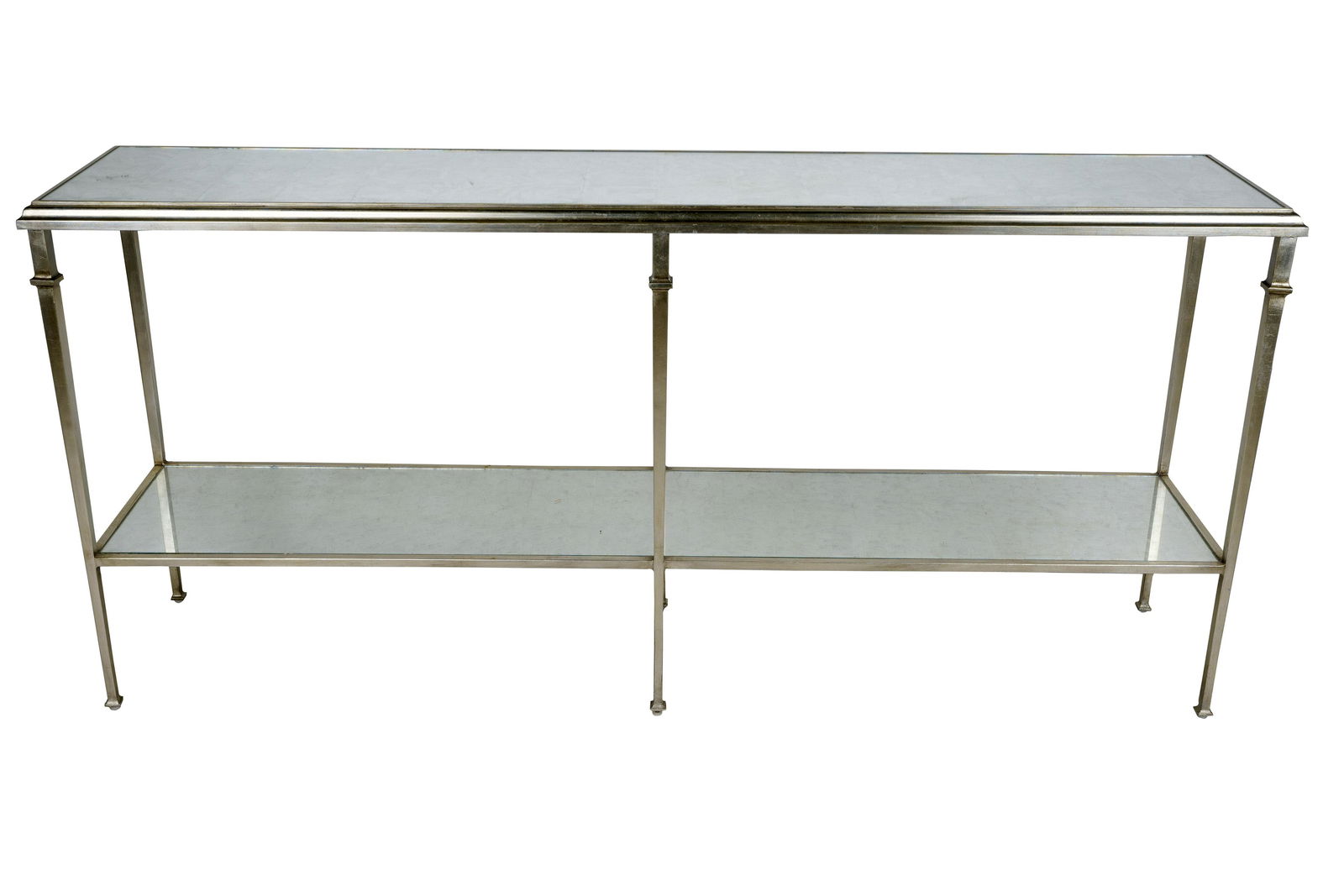 SILVER LEAF & MIRRORED TWO-TIER CONSOLE TABLE (1 of 9)