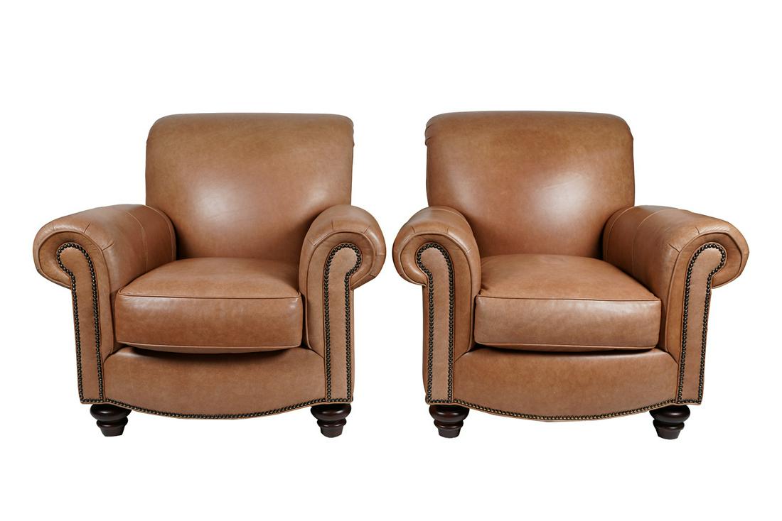 PAIR OF HANCOCK & MOORE LEATHER CLUB CHAIRS (1 of 10)
