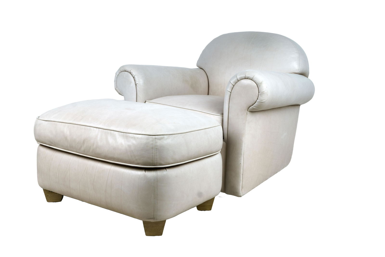 A. RUDIN: GRAY LEATHER CLUB CHAIR (1 of 10)