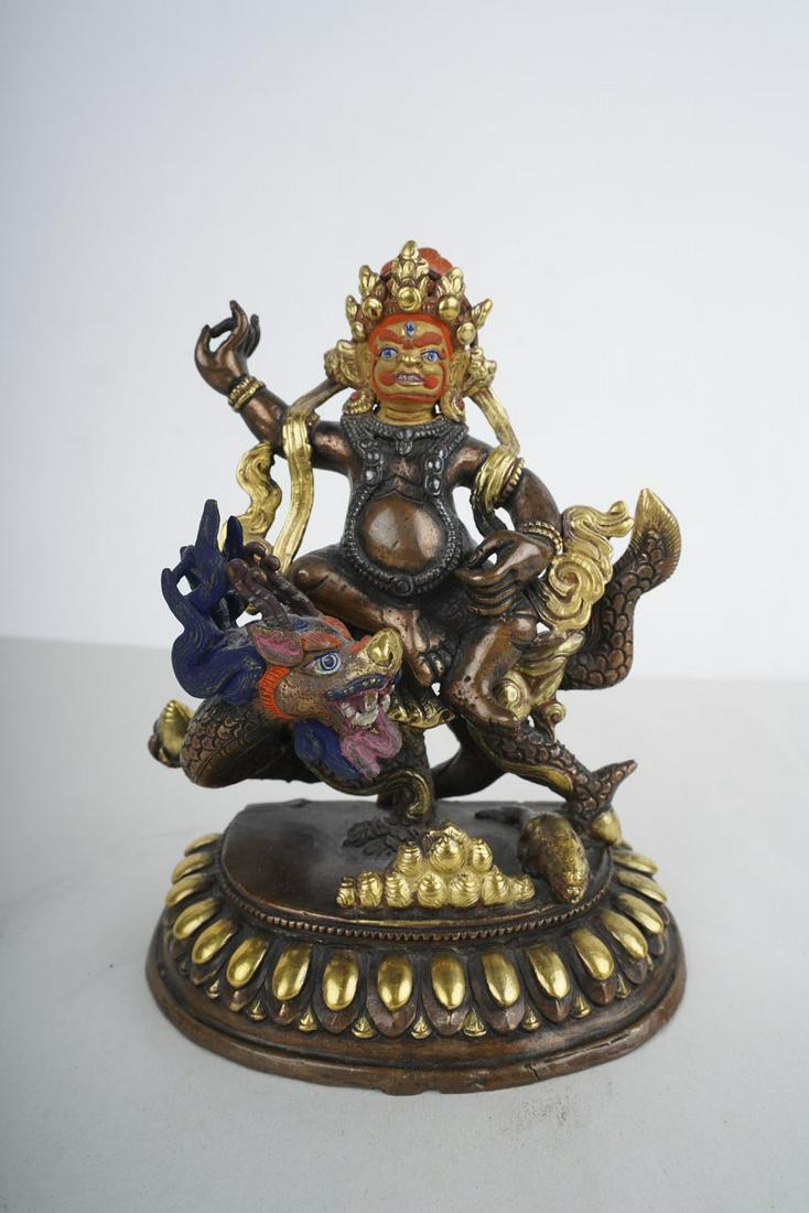 SOUTH EAST ASIAN POLYCHROME BRONZE DEITY (1 of 12)