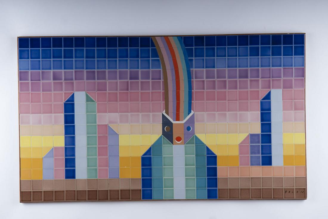 JEAN-MICHEL FOLON: "L'ARC END CIEL" TILE PLAQUE (1 of 10)