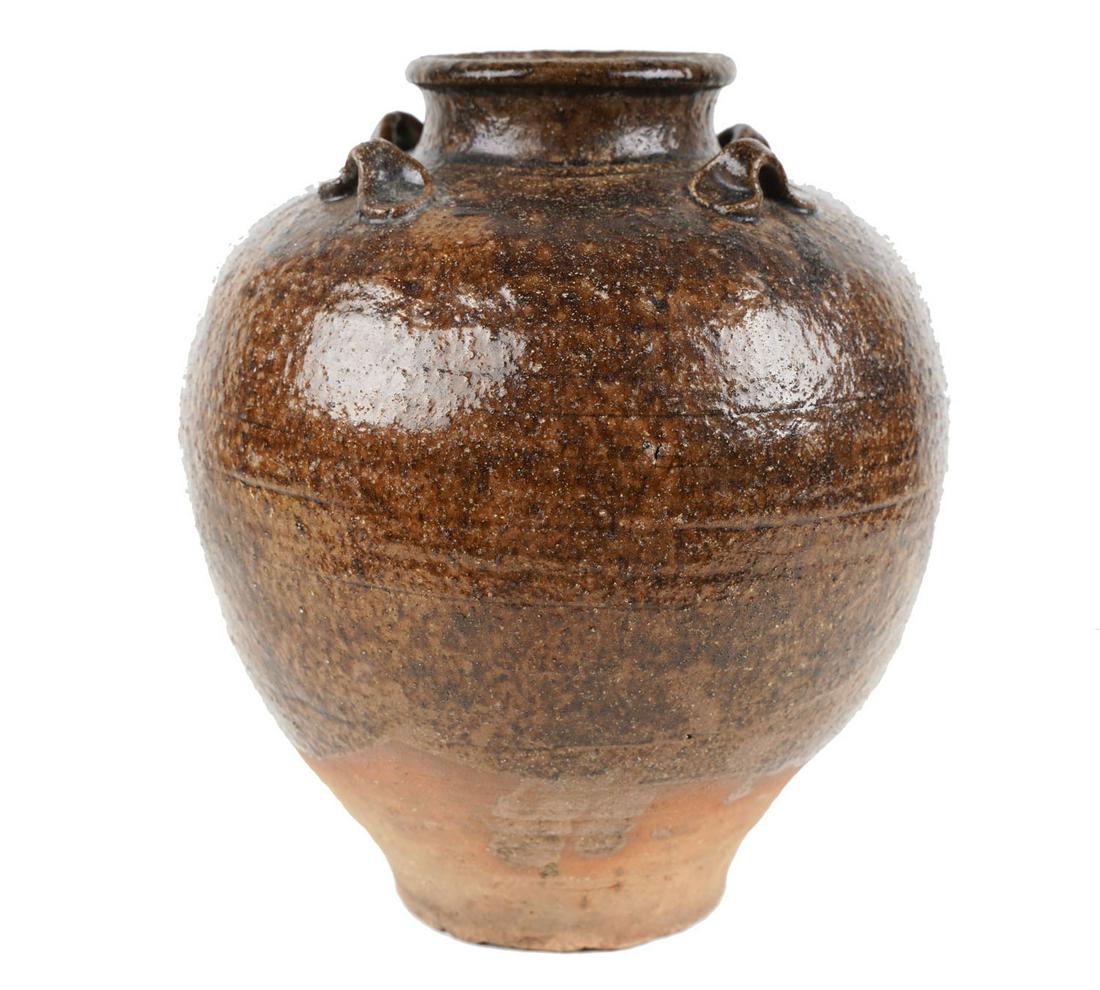 CHINESE BROWN GLAZED EARTHENWARE TEA JAR (1 of 9)