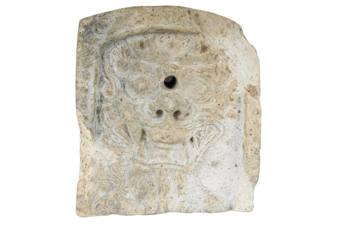 ARCHAIC STYLE CARVED STONE TEMPLE FONT (1 of 8)