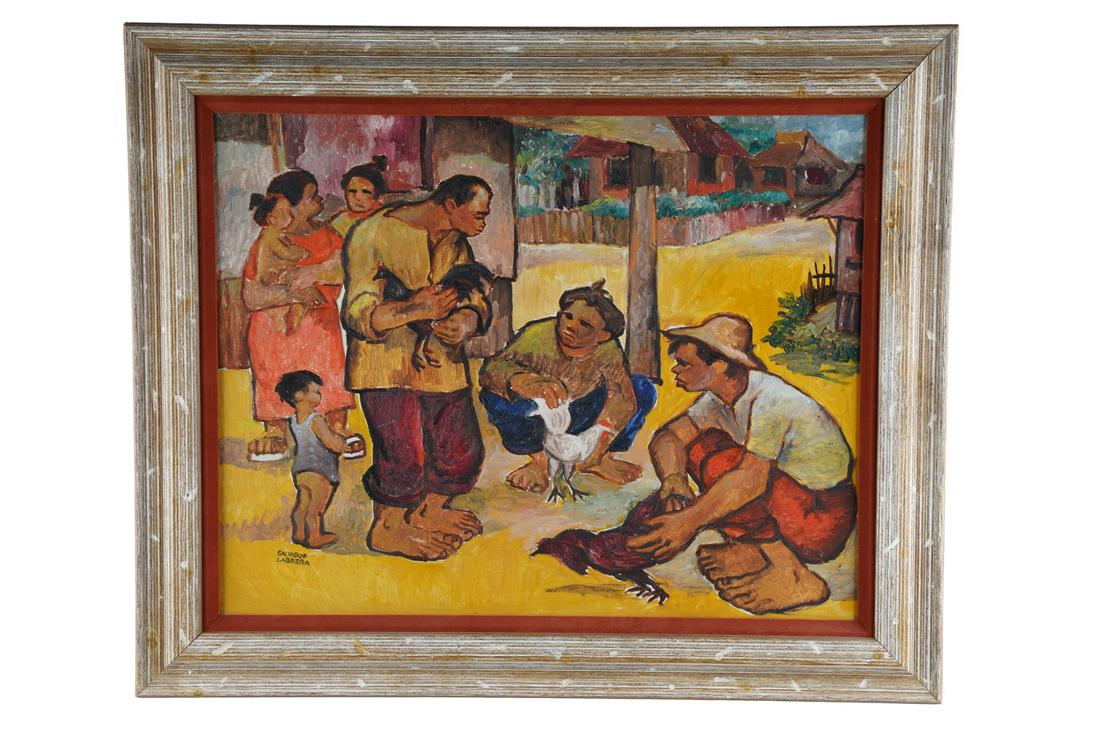 SALVADOR CABRERA: "FIGURES IN A VILLAGE LANDSCAPE" (1 of 12)