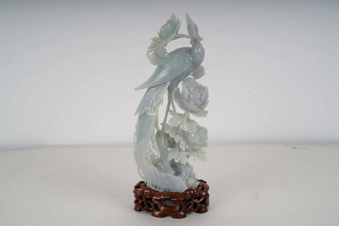 CHINESE CARVED STONE BIRD GROUP ON STAND (1 of 7)