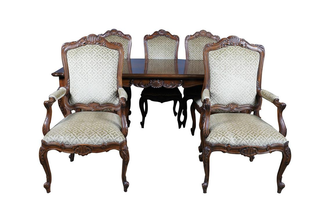 FRENCH PROVINCIAL TABLE WITH EIGHT CHAIRS (1 of 14)