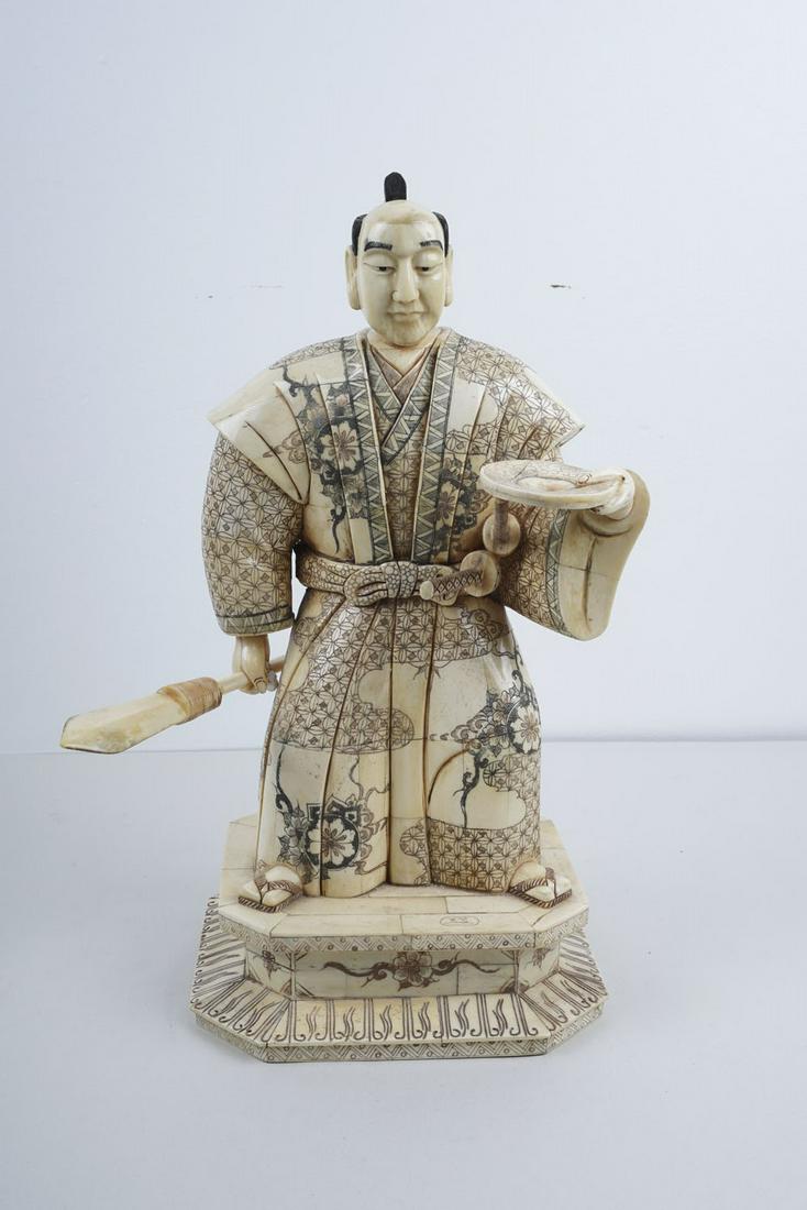 BONE-VENEERED SAMURAI FIGURE: 15 1/2 inches high
