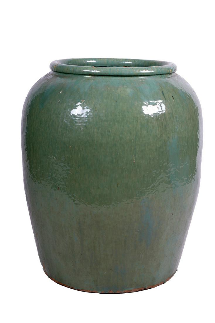 GREEN GLAZED GARDEN PLANTER (1 of 5)