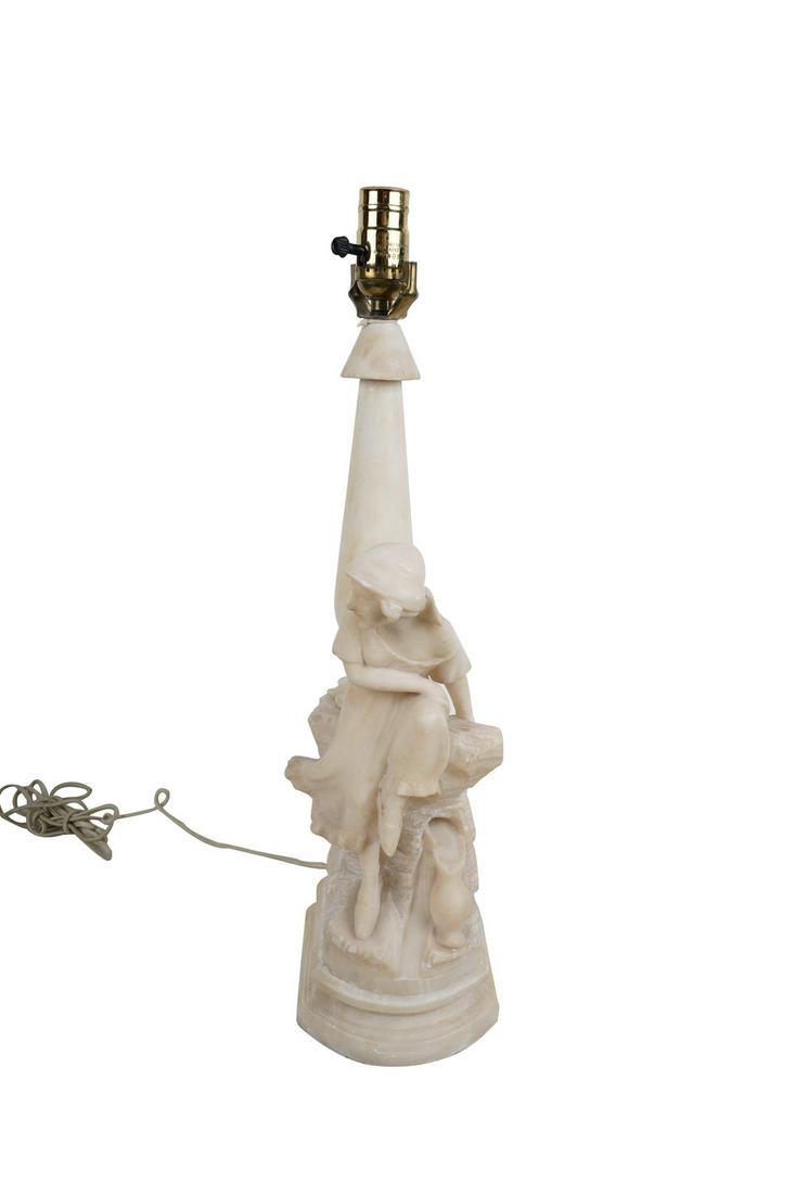 ITALIAN CARVED ALABASTER FIGURAL TABLE LAMP (1 of 12)