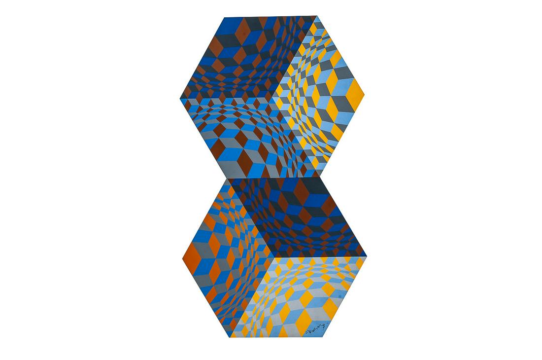 VICTOR VASARELY: "KETTES": circa 1984 signed and numbered 46/175 27 1/4 x 15 inches high