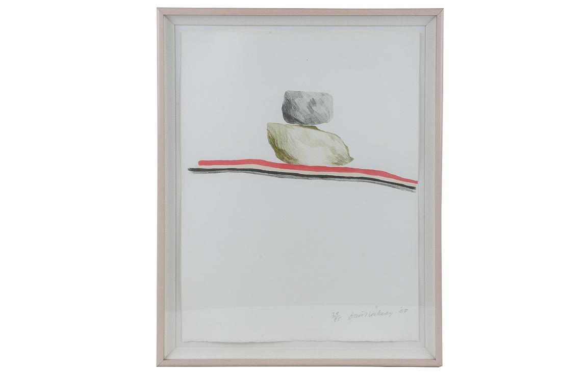 DAVID HOCKNEY: "ROCKS NEVADA": circa 1968; S.A.C., 62 lithograph in colors signed and numbered 28/95 Provenance: Erika Meyerovich Gallery, purchased circa 1992; The Estate of Judith Sterling Morse Plunkett, Pasadena 25 1/4 c 19 1/2