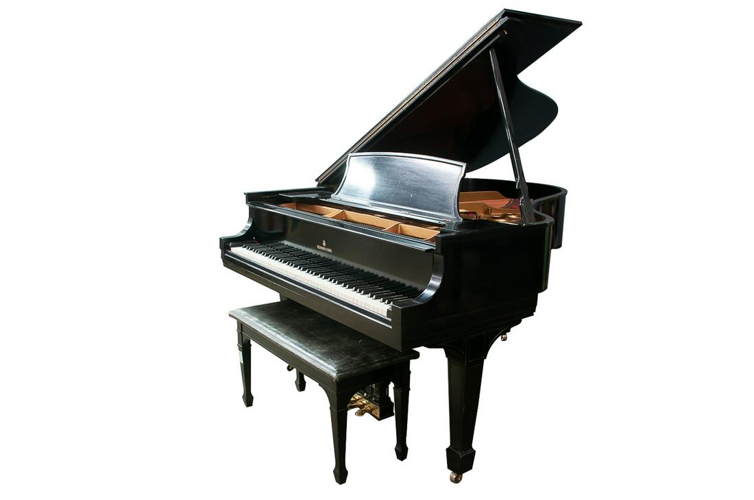 STEINWAY & SONS EBONY CASE GRAND PIANO: circa 1939; model "L"; serial no. 297040 5'10 1/2"