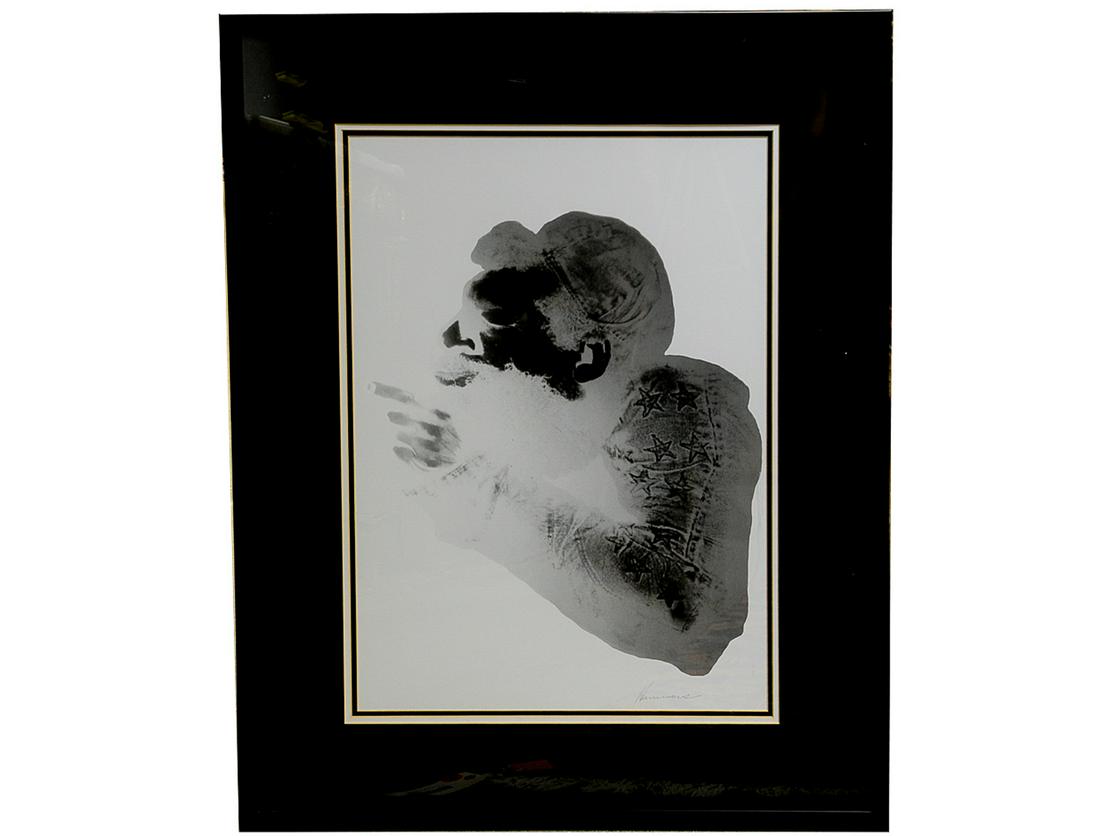 DAVID HAMMONS: "RABBI": early 1960s monoprint signed lower right Provenance: with label "UM, History of Art, VRC..." 24 1/2 x 17 1/2 inches, sight