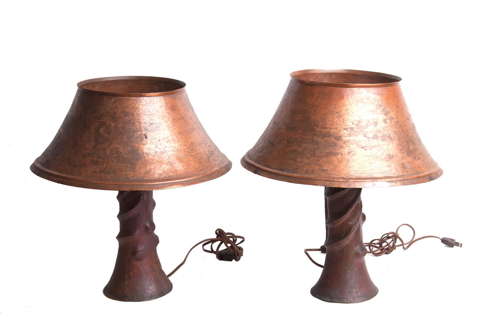 PAIR OF HAMMERED COPPER TABLE LAMPS (1 of 6)