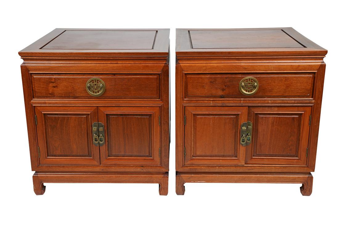 PAIR OF CHINESE HARDWOOD END TABLES (1 of 11)