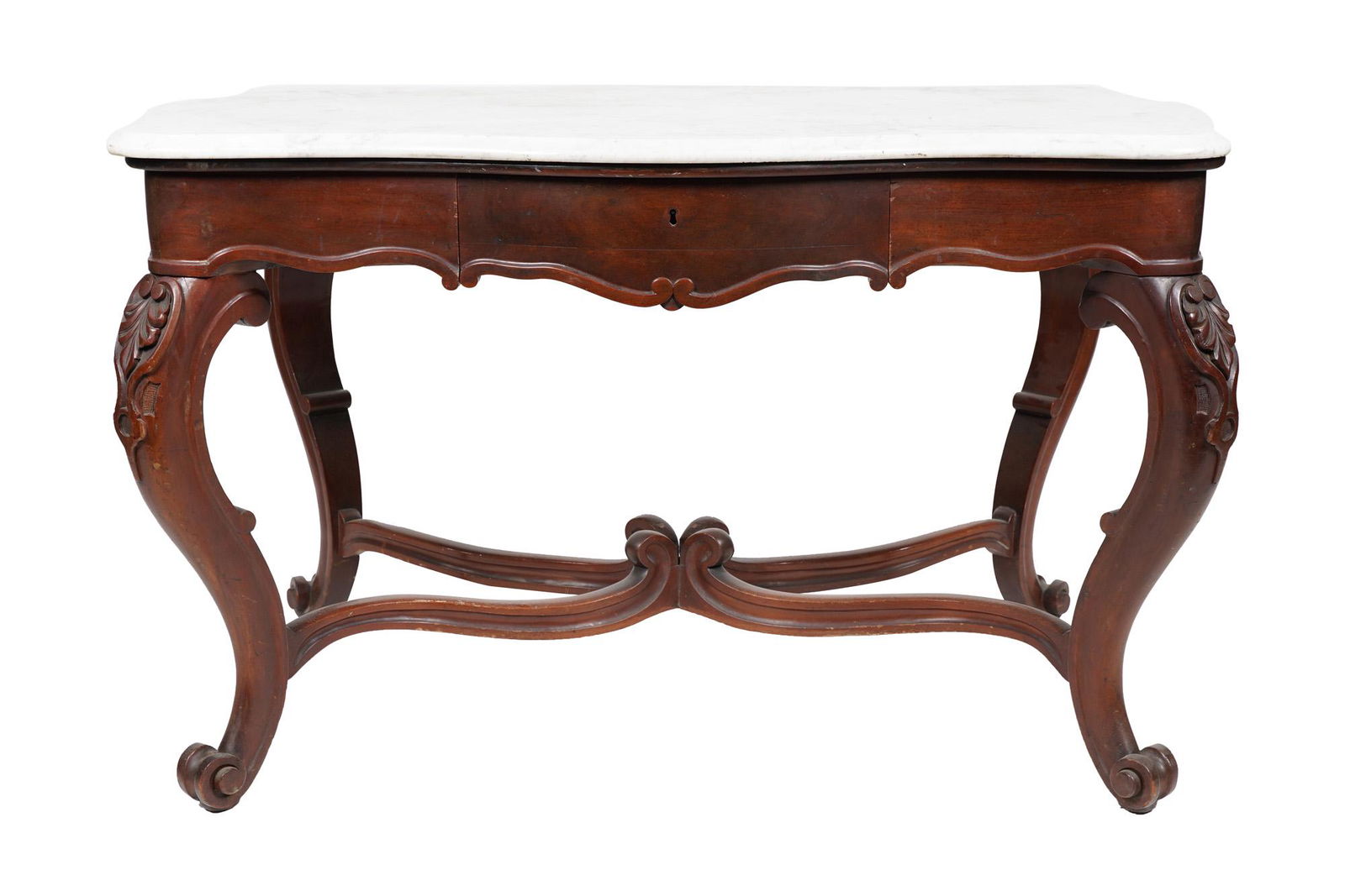 VICTORIAN STYLE MARBLE TOP MAHOGANY SALON TABLE (1 of 10)