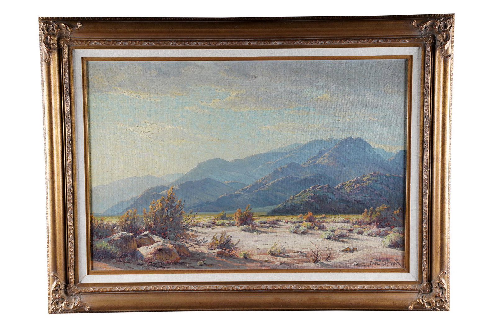 PAUL GRIMM: "WHERE COLORS CHANGE": oil on artist board signed lower right 20 x 30 inches