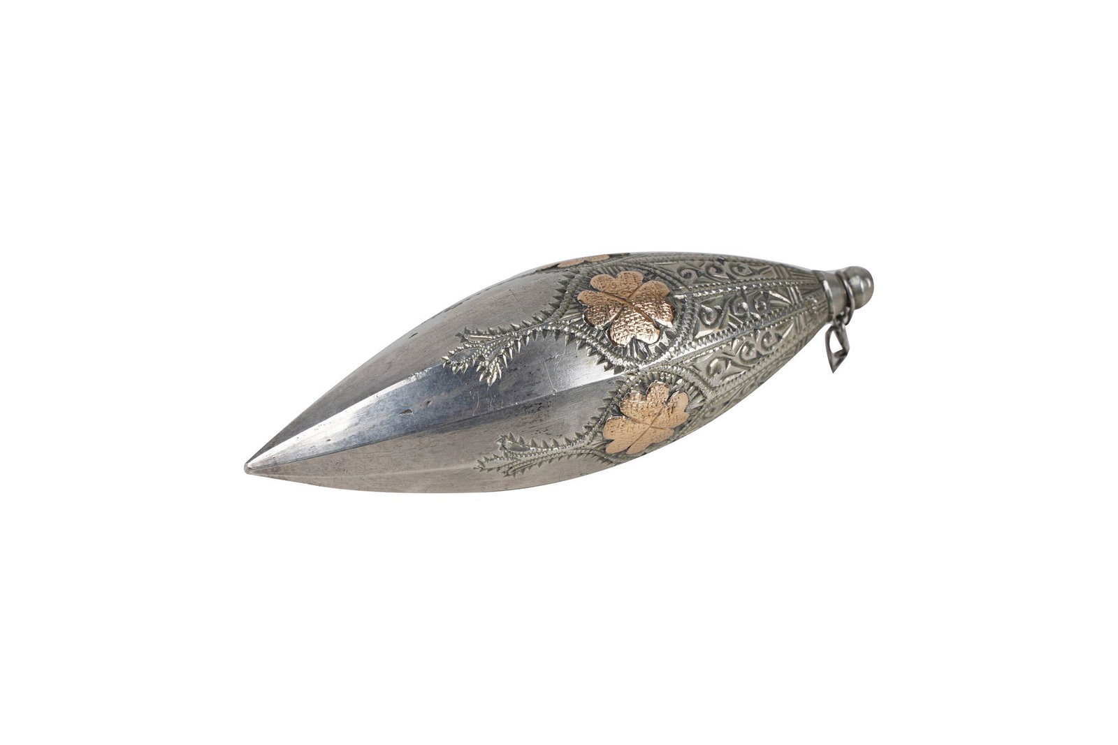 SILVER & GILT ORNAMENT: appears unmarked 2.2 troy ounces 4 inches long