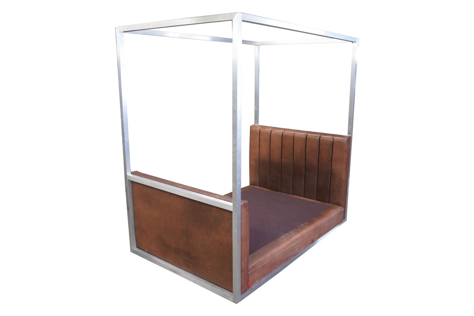 RALPH LAUREN METAL & LEATHER BED: Queen size 62 inches wide; 96 1/4 inches deep; 96 inches high