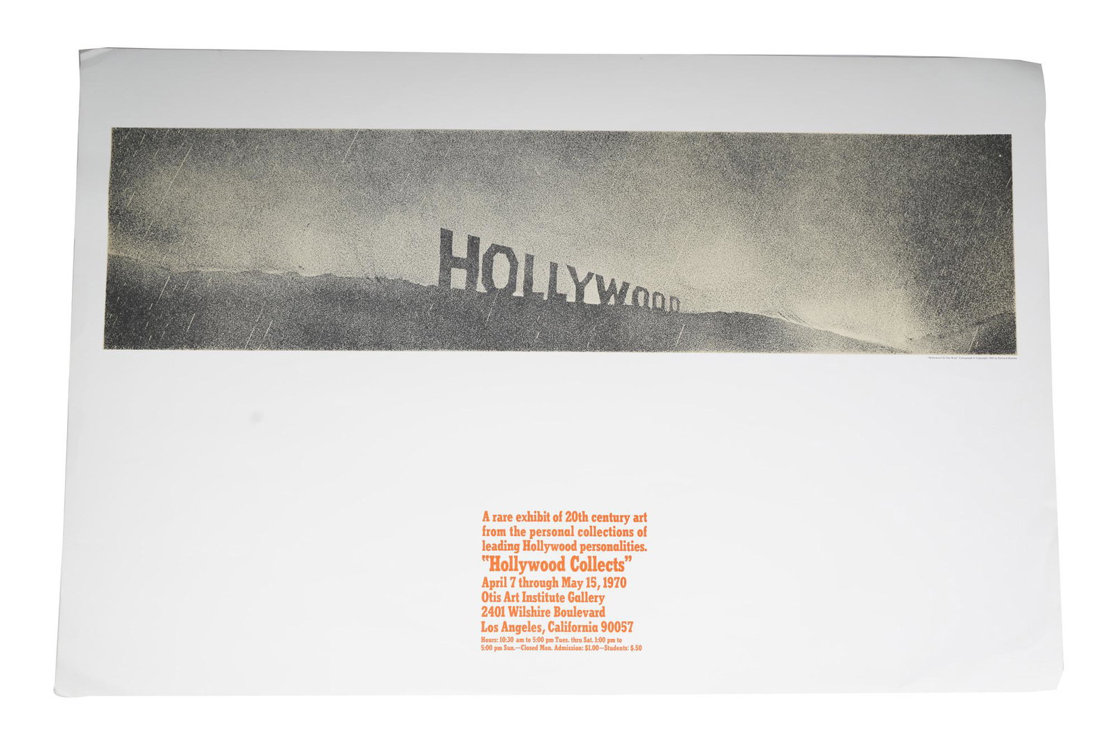 ED RUSCHA: "HOLLYWOOD IN THE RAIN": five prints 23 x 35 inches