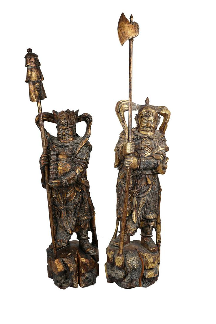 PAIR OF POLYCHROME & GILTWOOD FIGURES (1 of 19)