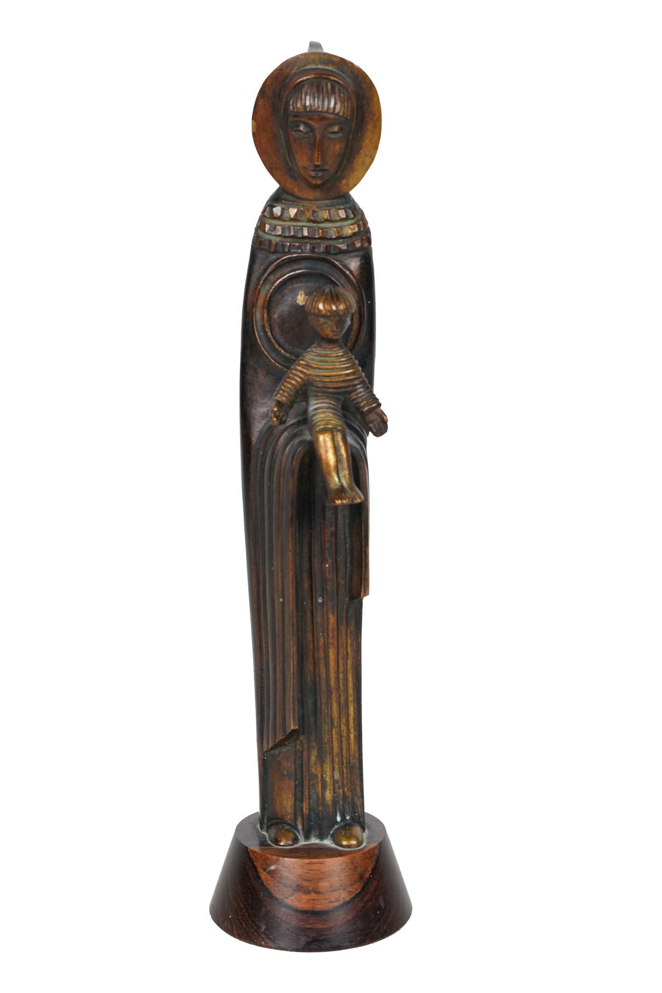 JEAN LAMBERT-RUCKI: "SAINT ANTHONY": bronze inscribed in casting 11 1/2 total inches high