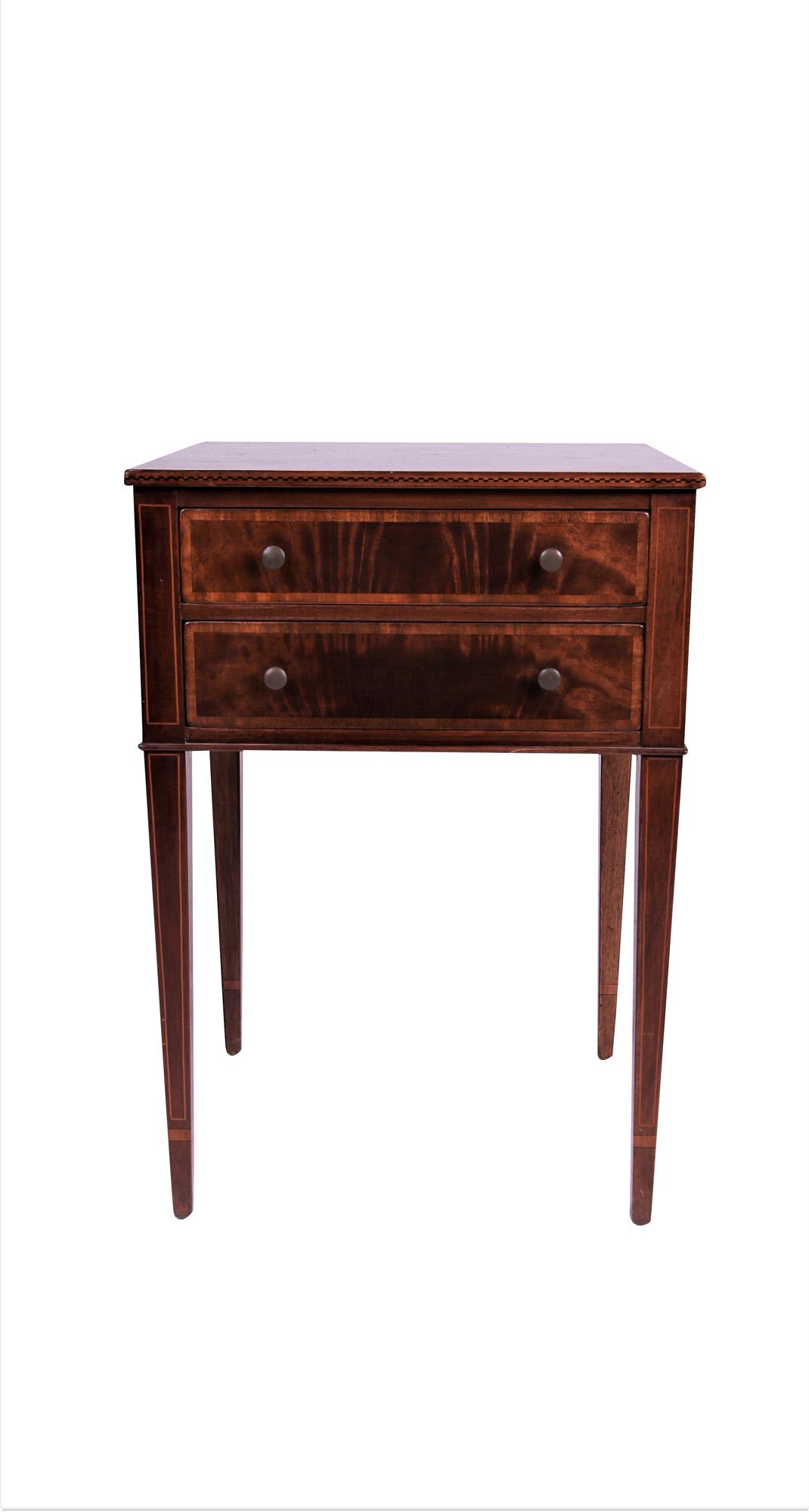 ENGLISH MAHOGANY TWO-DRAWER END TABLE (1 of 5)