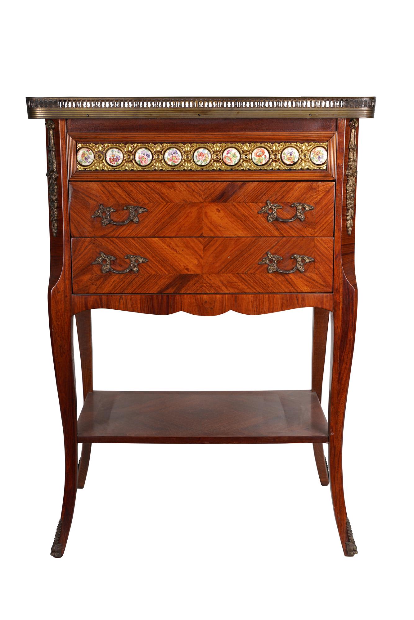 FRENCH STYLE PORCELAIN-INSET NIGHTSTAND (1 of 10)