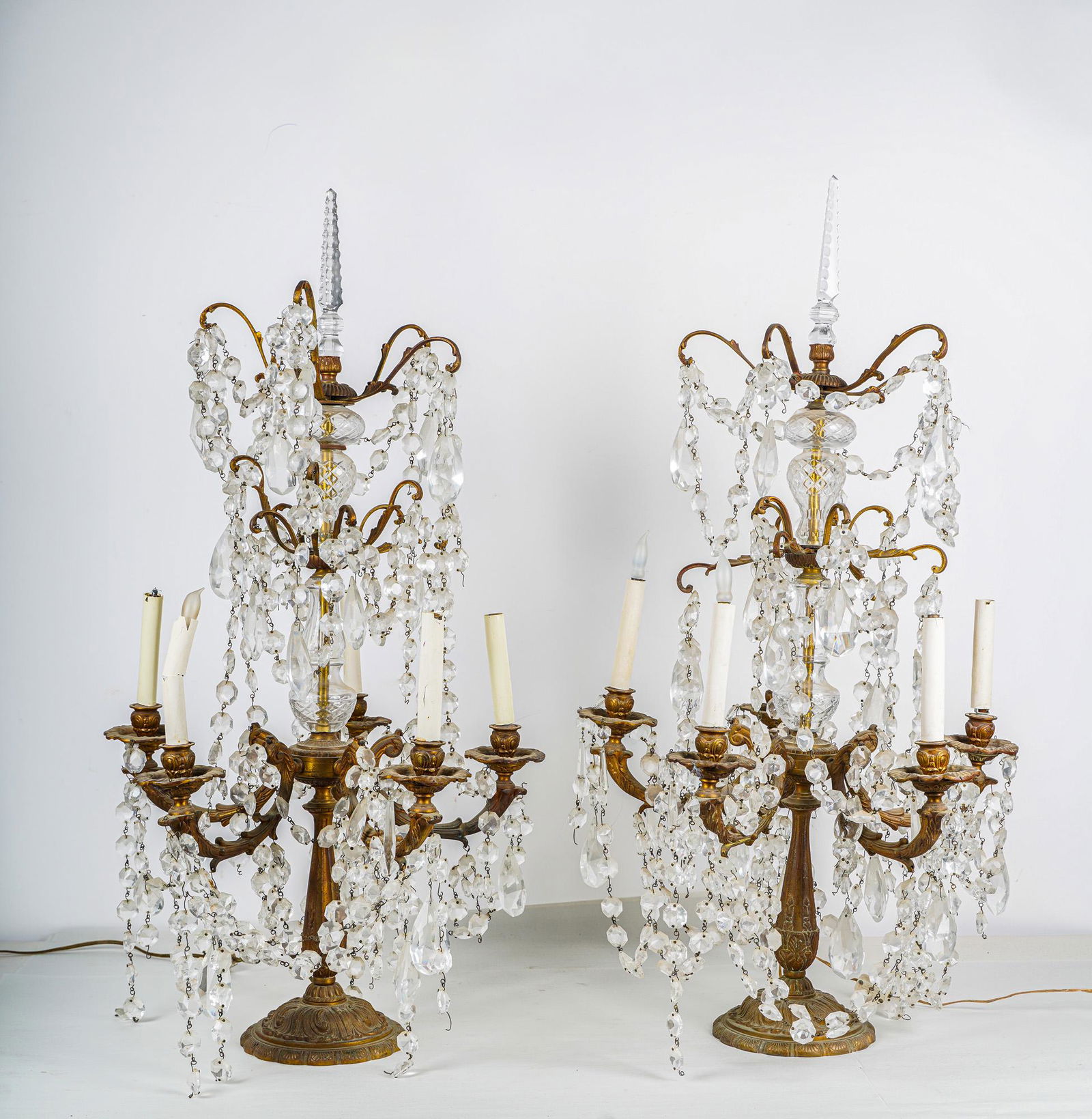 PAIR OF FRENCH DROP CRYSTAL GIRANDOLES (1 of 12)