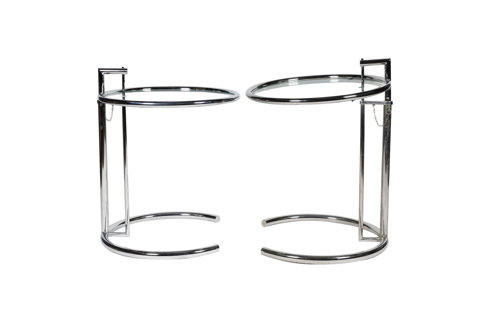 EILEEN GRAY CHROME & GLASS LAMP TABLES (1 of 5)