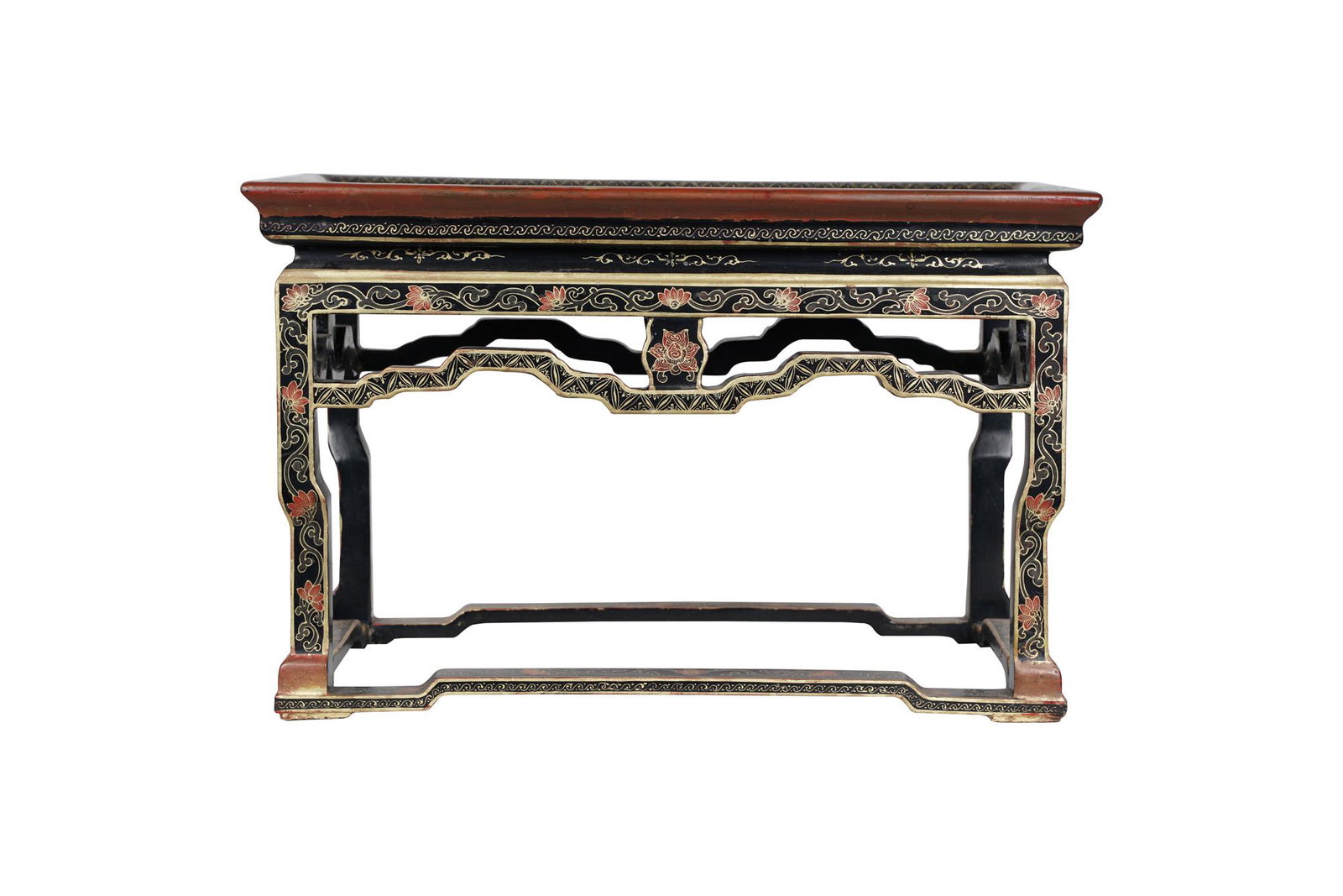 JAPANESE LACQUERED TABLE: 21 3/4 inches wide; 12 3/4 inches deep; 14 inches high