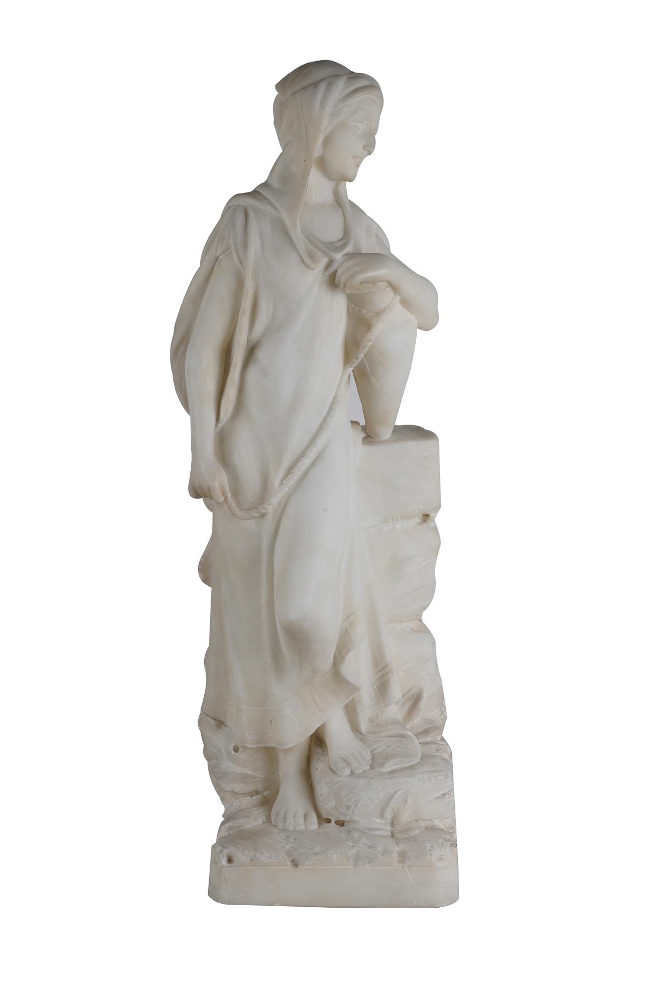 ALABASTER FIGURE OF REBECCA AT THE WELL: 26 inches high
