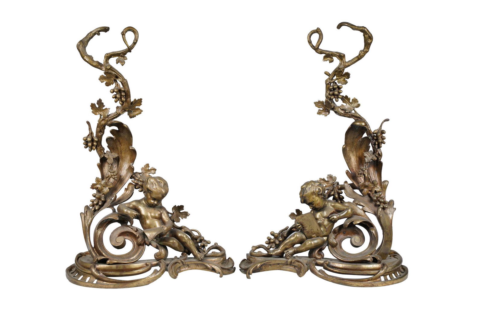 PAIR OF FRENCH GILT METAL FIGURAL CHENETS (1 of 9)
