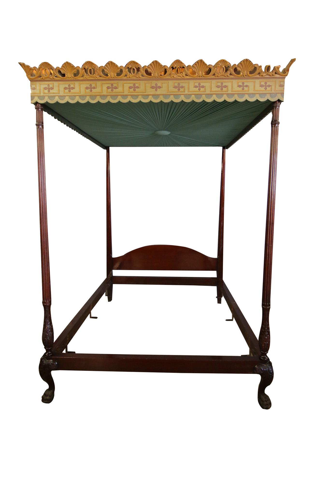 DECORATIVE CANOPY BED: Queen size 63 1/4 inches wide; 86 inches deep; 92 inches high