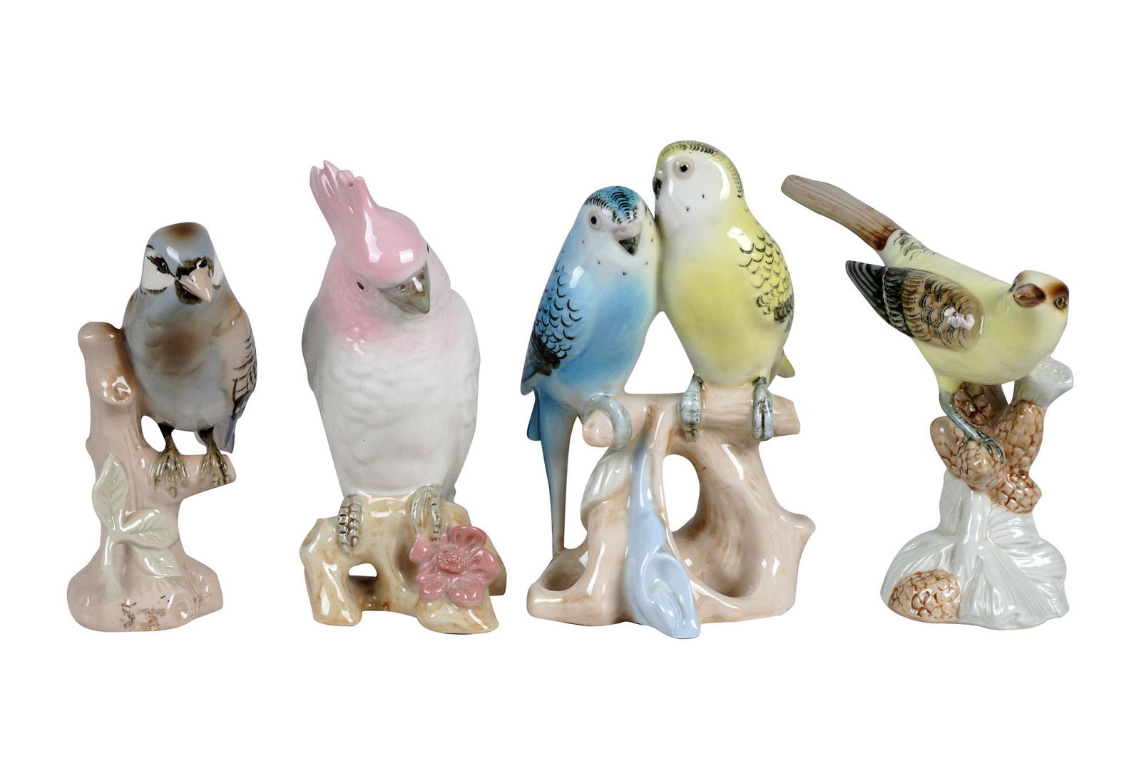 FOUR ROYAL DUX PORCELAIN BIRD GROUPS (1 of 6)