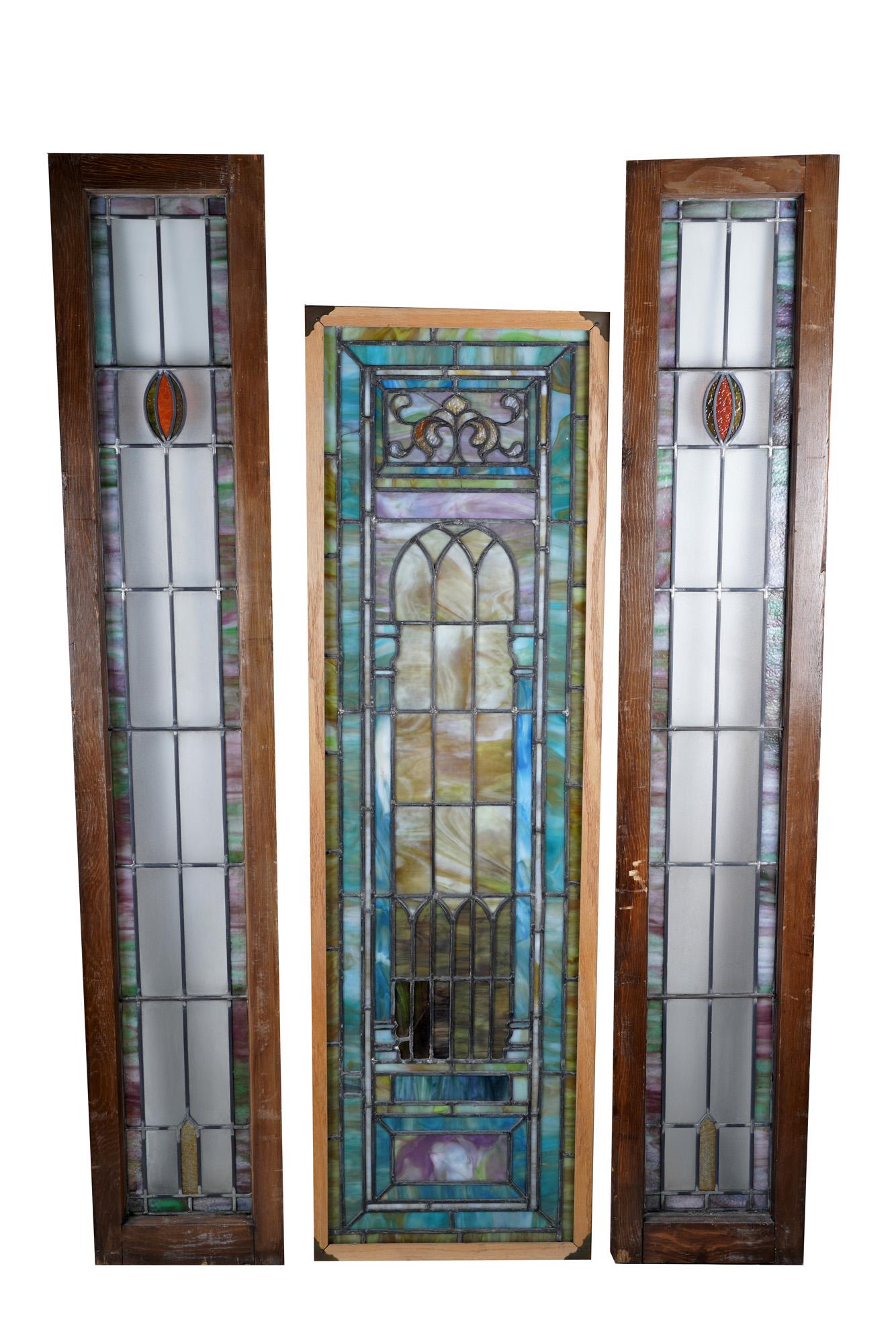 THREE ASSORTED STAINED GLASS PANELS (1 of 12)