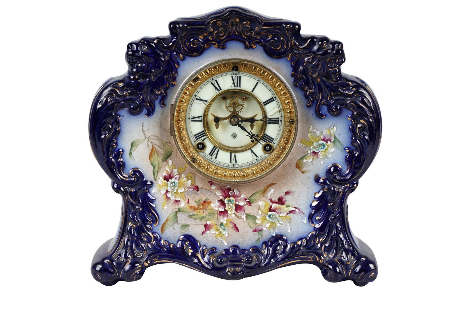 AMERICAN PAINTED PORCELAIN MANTEL CLOCK (1 of 9)