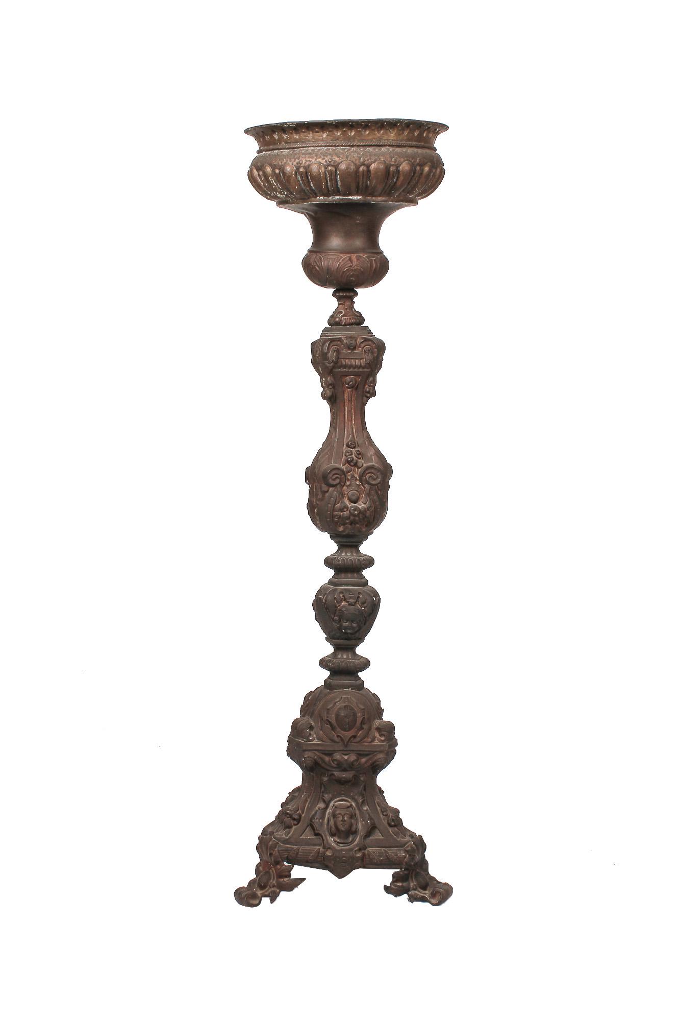 BAROQUE STYLE COPPER TORCHIERE PLANTER (1 of 6)