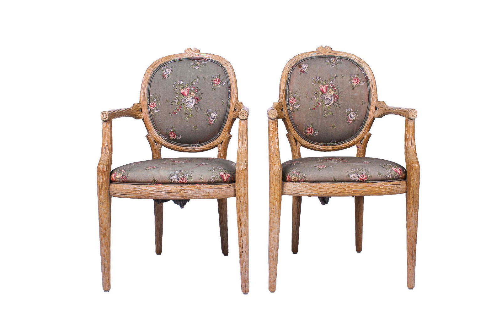 PAIR OF CARVED FAUX BOIS ARMCHAIRS (1 of 6)