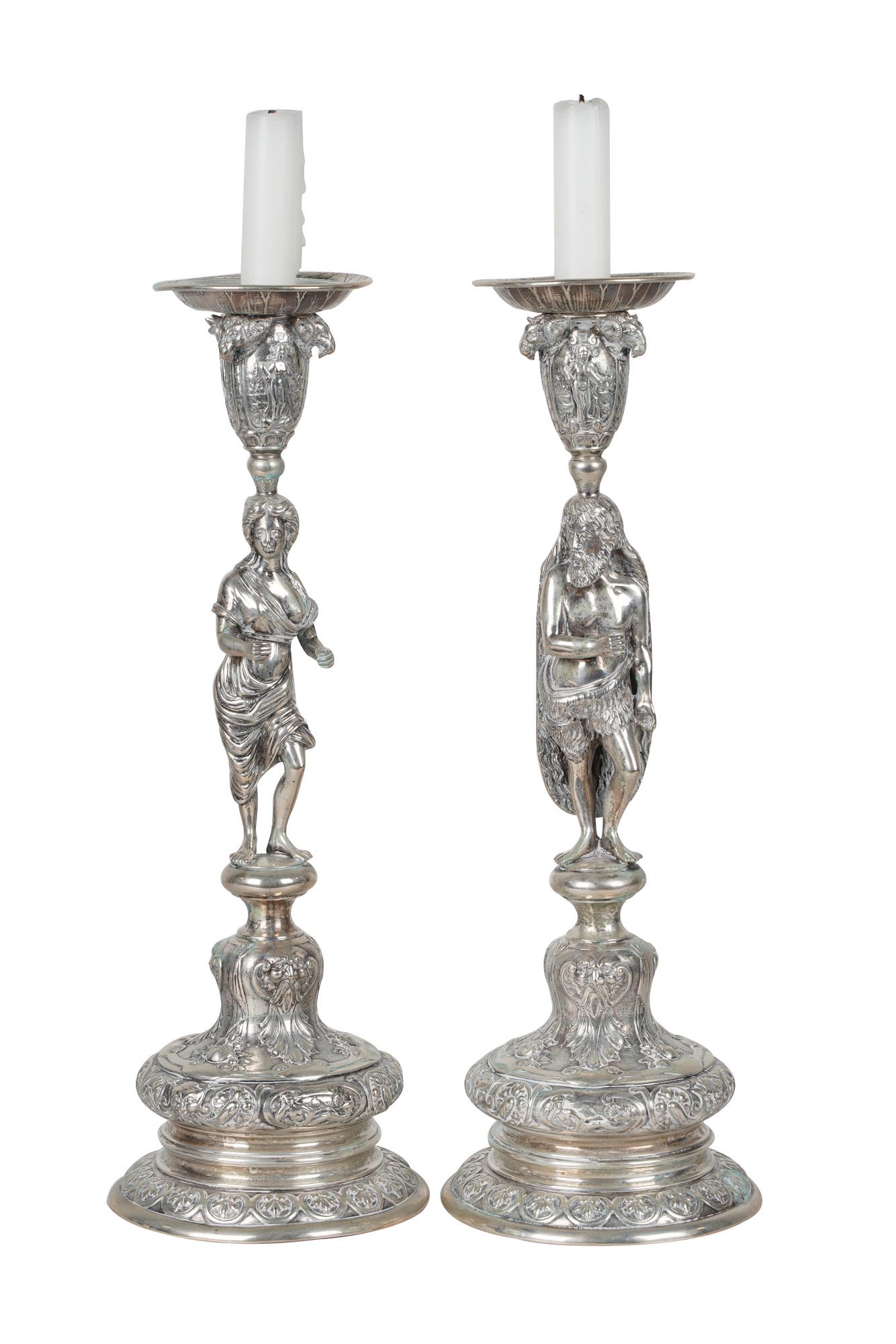PAIR OF ENGLISH STERLING FIGURAL CANDLESTICKS (1 of 12)