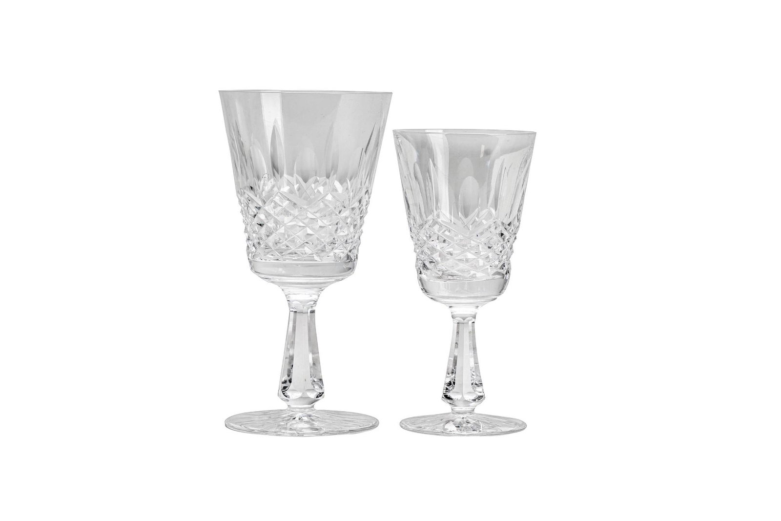 COLLECTION OF WATERFORD STEMWARE: Kenmare pattern comprising 12 wine (6" high) and 12 water goblets (6 3/4" high) [24 total pieces] Condition: good; no chips or cracks.