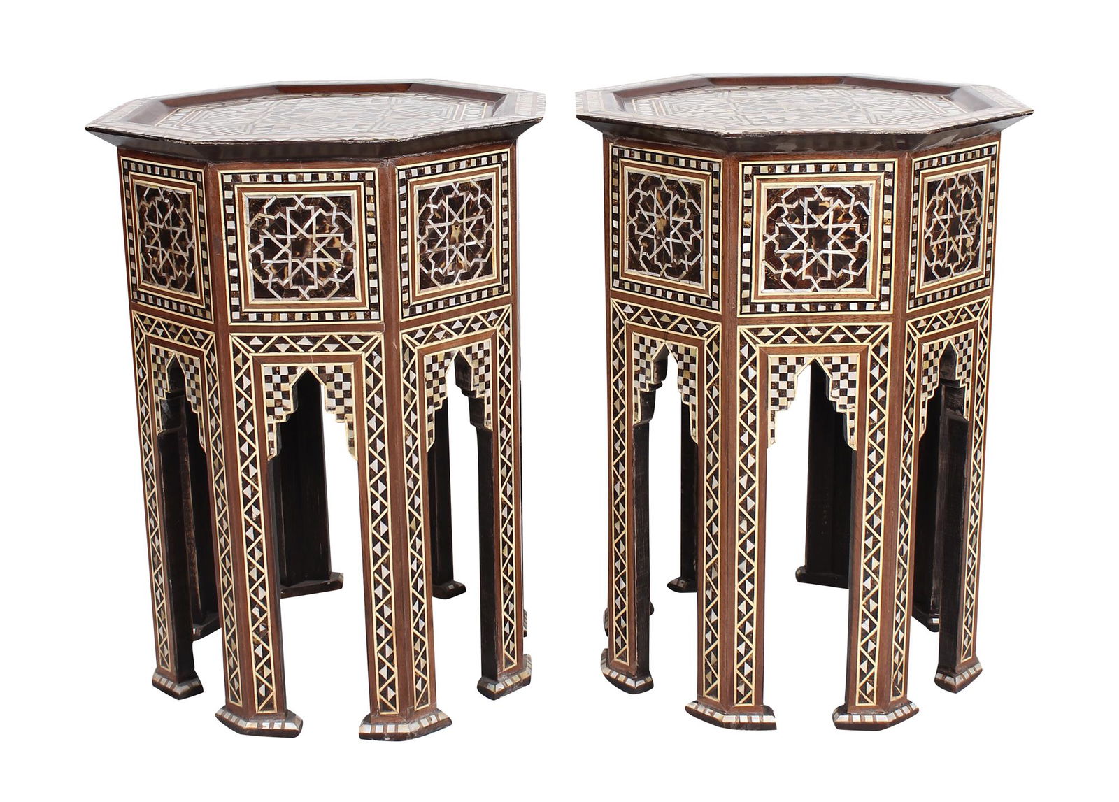 PAIR OF MOORISH INLAID OCTAGONAL TABLES (1 of 5)