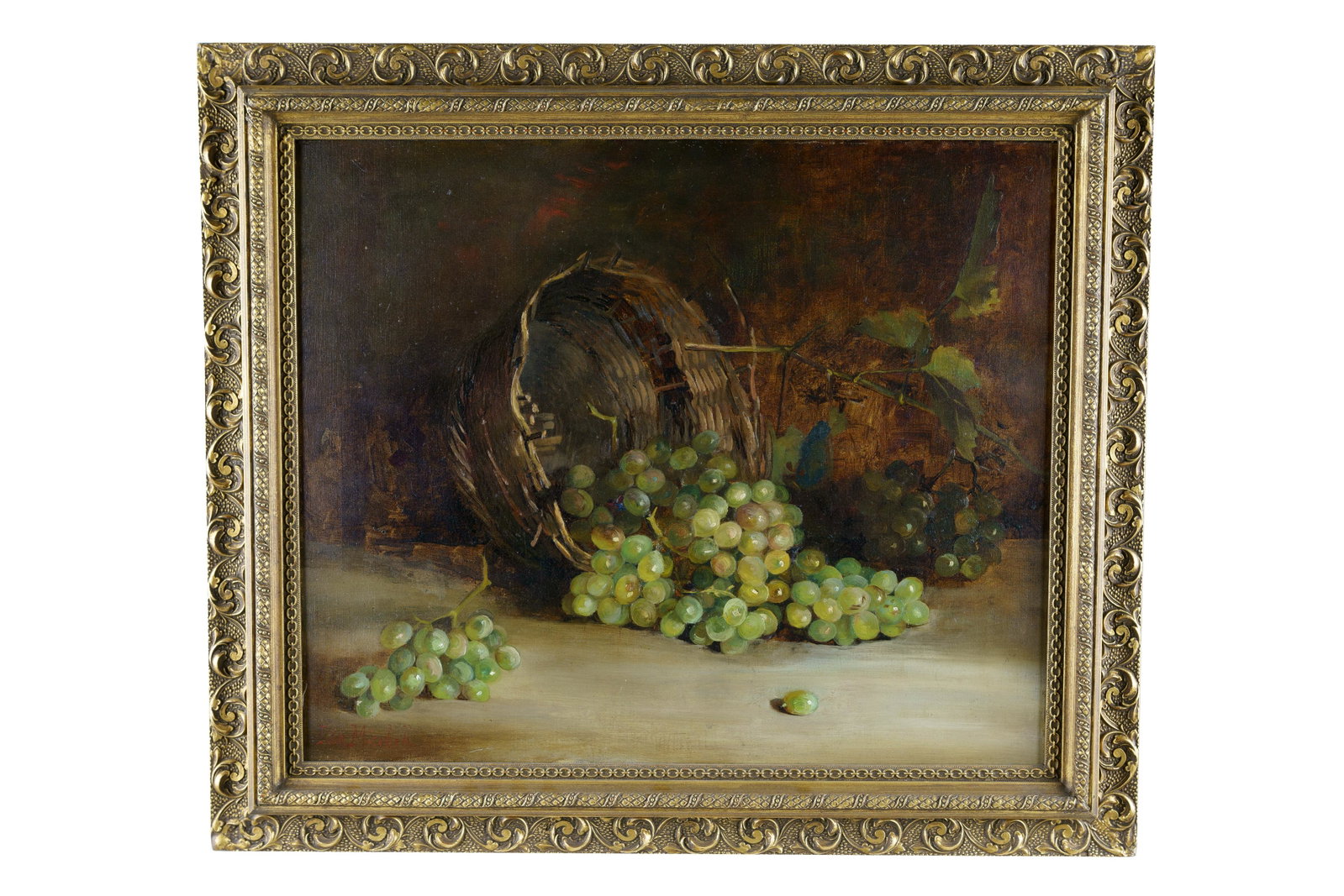 IDA MITCHELL: "STILL LIFE WITH GRAPES": oil on canvas, wax lined signed lower left Provenance: The Estate of DeWitt McCall III De Ru's Fine Arts, Bellflower, CA 20 x 24 inches