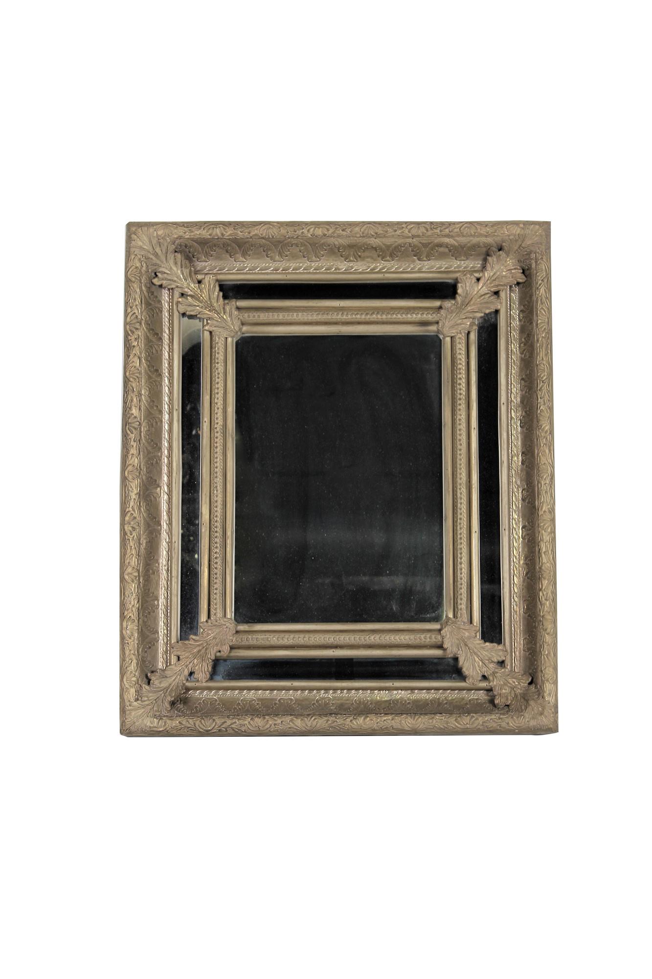 FRENCH REPOUSSE METAL RECTANGULAR MIRROR (1 of 5)